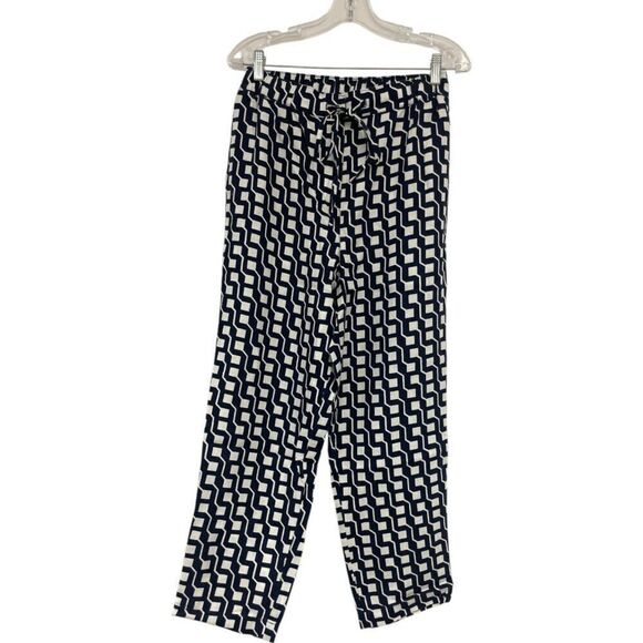 Boden Pants - Boden Womens Pants UK 10 US 6 Navy Blue Geometric Linen Trousers R0307 NWT